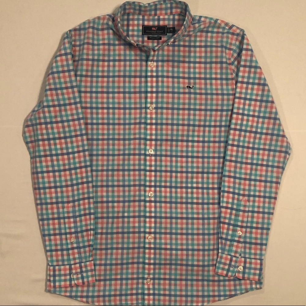 Vineyard Vines Boys Plaid Whale Shirt.